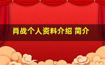 肖战个人资料介绍 简介